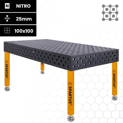 Spartus Maximus 3D 2000 × 1000 D28 diagonaalireiät, hitsauspöytä – kuva 1/4