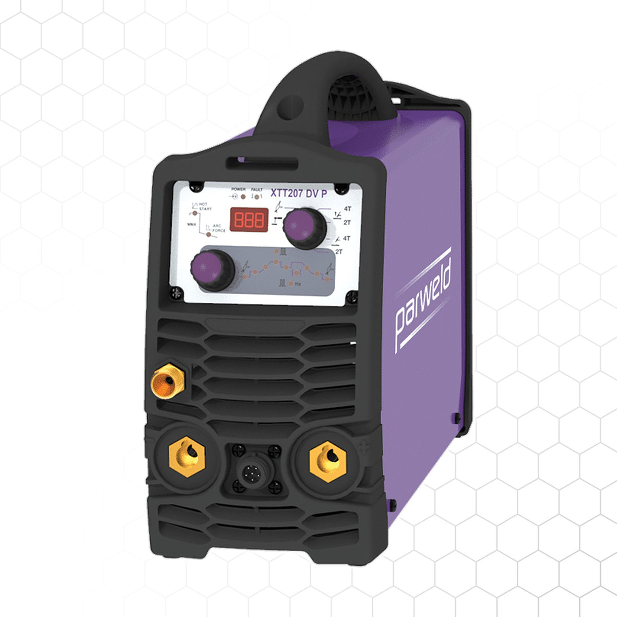 TIG-hitsauskone Parweld XTT207DV DC pulssi, WP-9FX-poltin 4 m, maadoituskaapeli 3 m ja kaasuletku