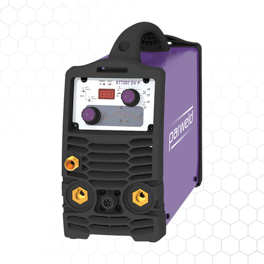 TIG-hitsauskone Parweld XTT207DV DC pulssi, WP-9FX-poltin 4 m, maadoituskaapeli 3 m ja kaasuletku