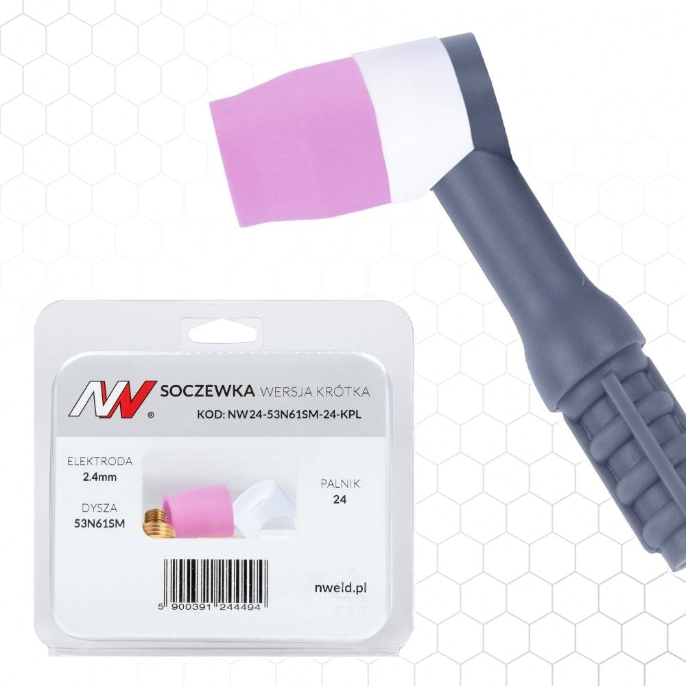 Linssi, lyhyt malli 24/24W #7 [elektrodi 2,4mm] L=23,5mm, TIG-kulutusosa – kuva 1/5