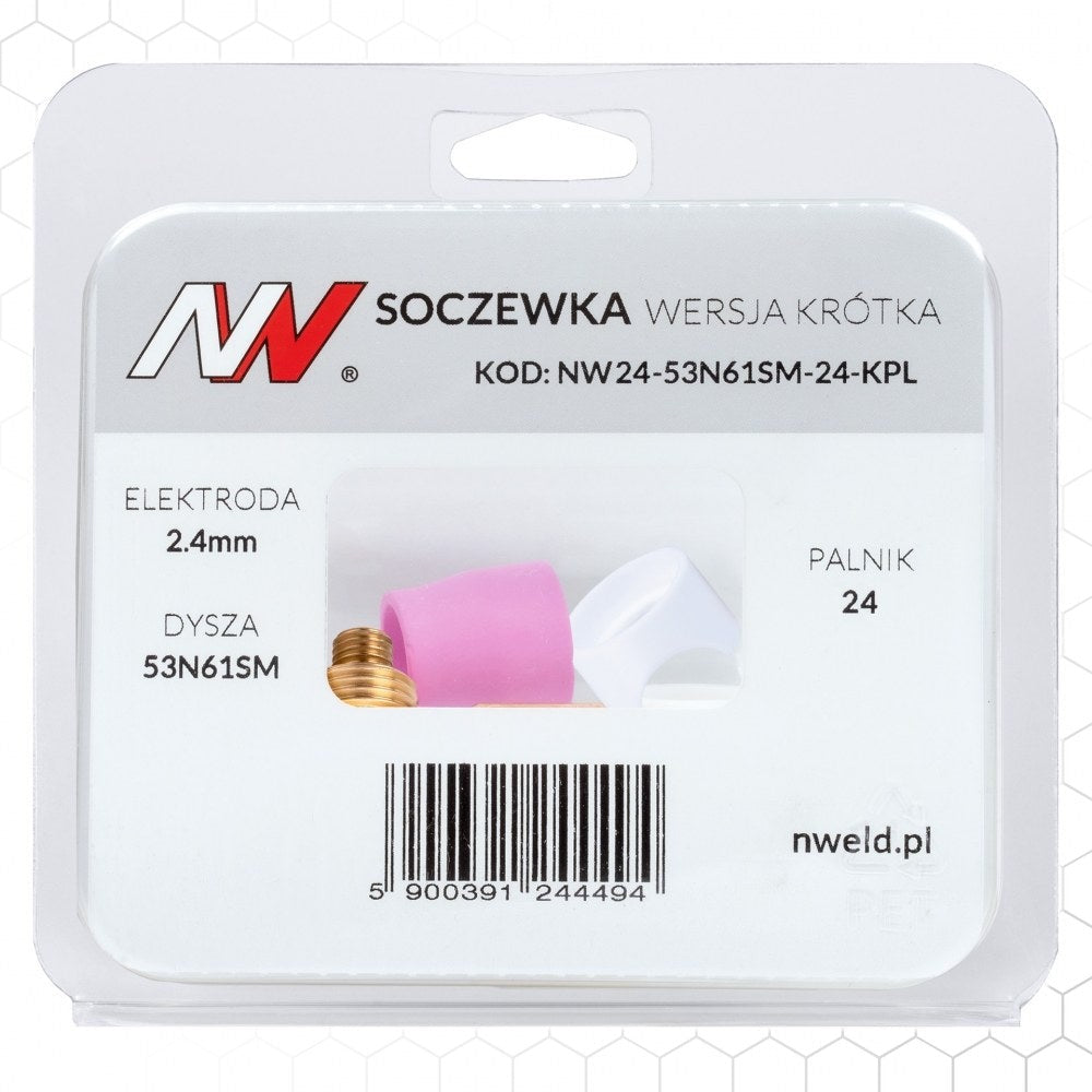 Linssi, lyhyt malli 24/24W #7 [elektrodi 2,4mm] L=23,5mm, TIG-kulutusosa – kuva 4/5