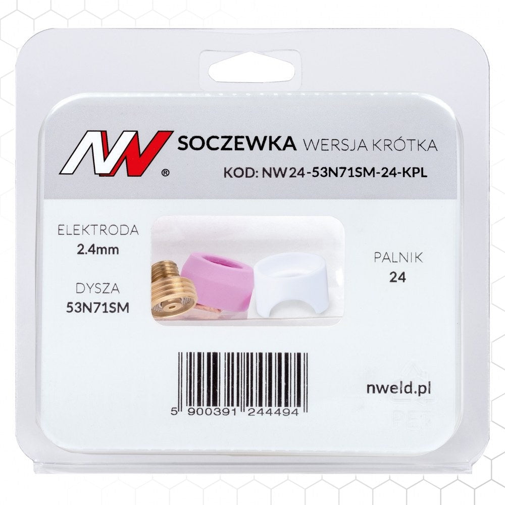 Linssi, lyhyt malli 24/24W #7 [elektrodi 2,4mm] L=15mm, TIG-kulutusosa – kuva 4/5