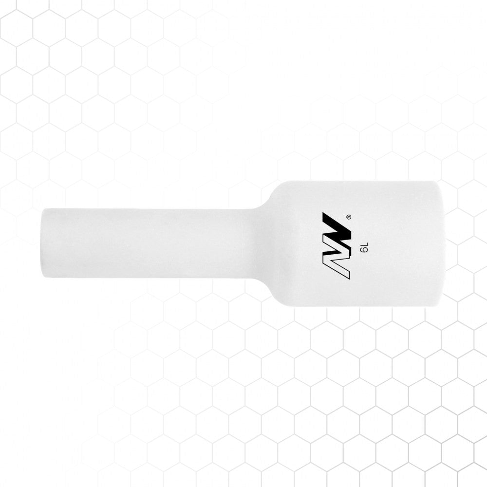 Valkoinen kaasulinssikupu [polttimeen 17/18/26] - L=76mm 9,5mm #6 pitkä, linssi, 10 kpl – kuva 2