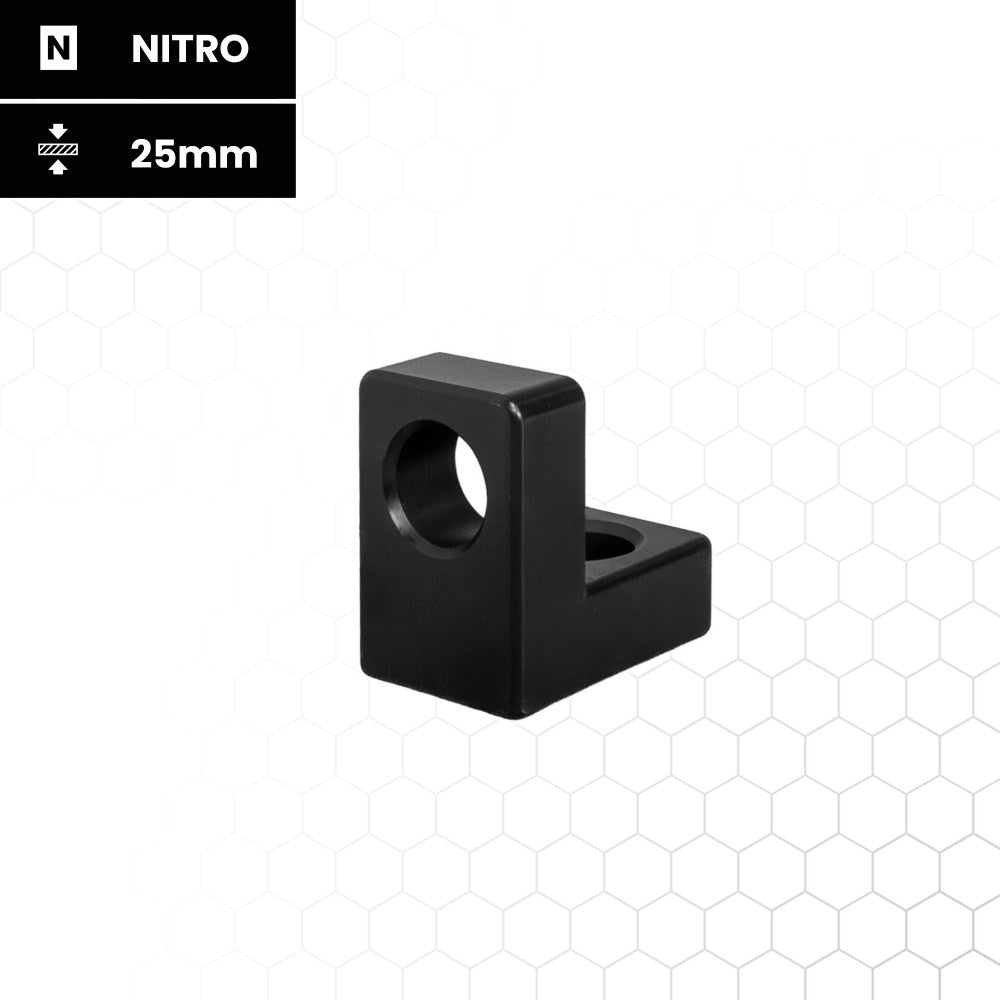 Nitrattu suorakulma 75 × 50 × 75 mm, reikä/reikä, hitsauspöydän tarvike