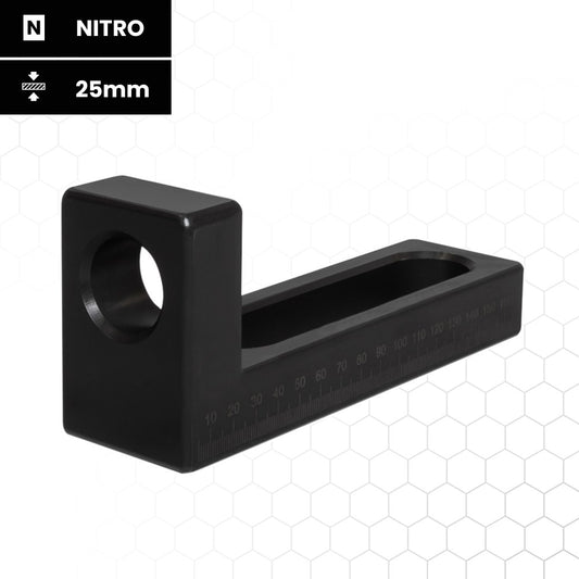 Nitrattu suorakulma 175 × 50 × 75 mm, reikä/ura, hitsauspöydän tarvike