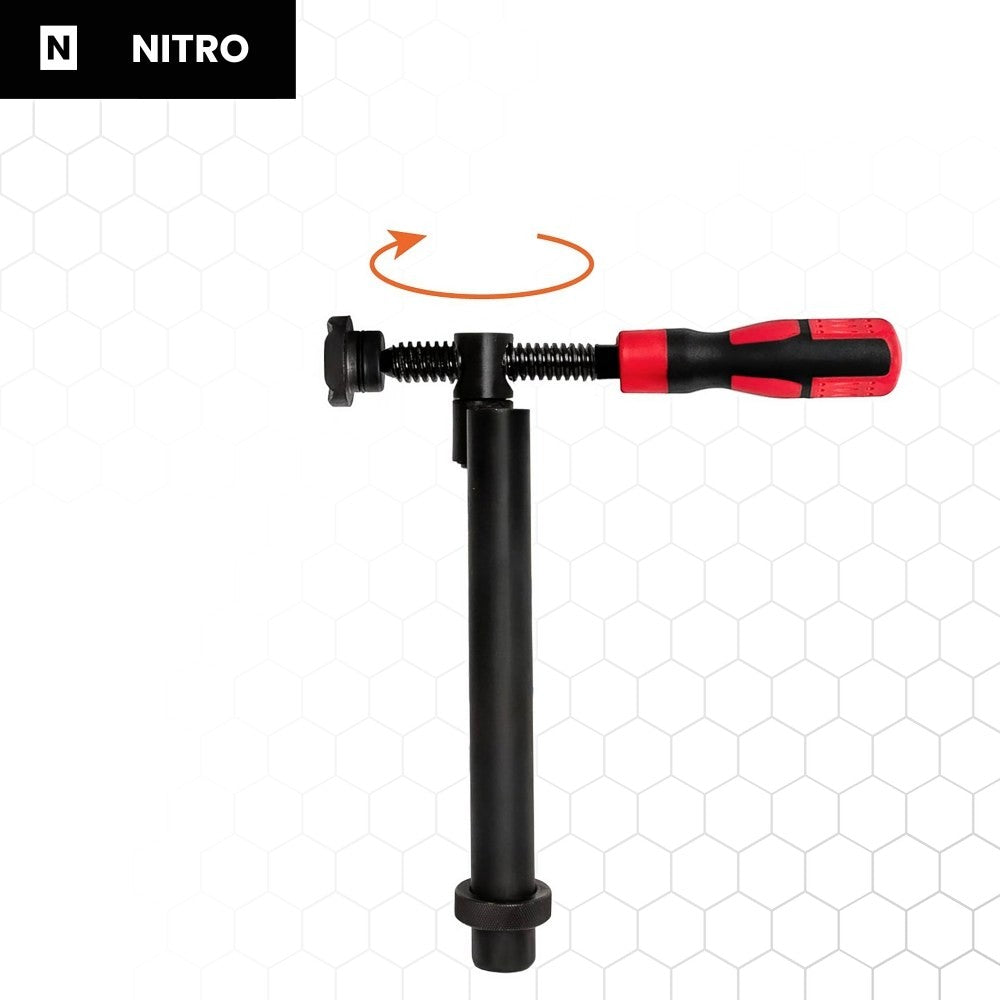 Nitrattu ruuvipuristin 100 × 270 mm 90°, hitsauspöydän tarvike – kuva 1/2