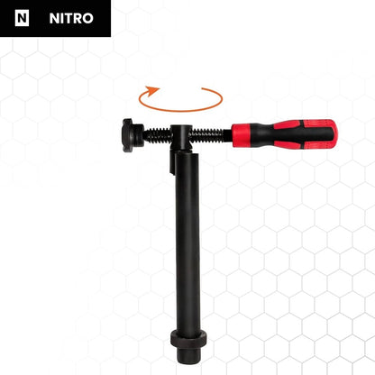 Nitrattu ruuvipuristin 100 × 270 mm 90°, hitsauspöydän tarvike – kuva 1/2