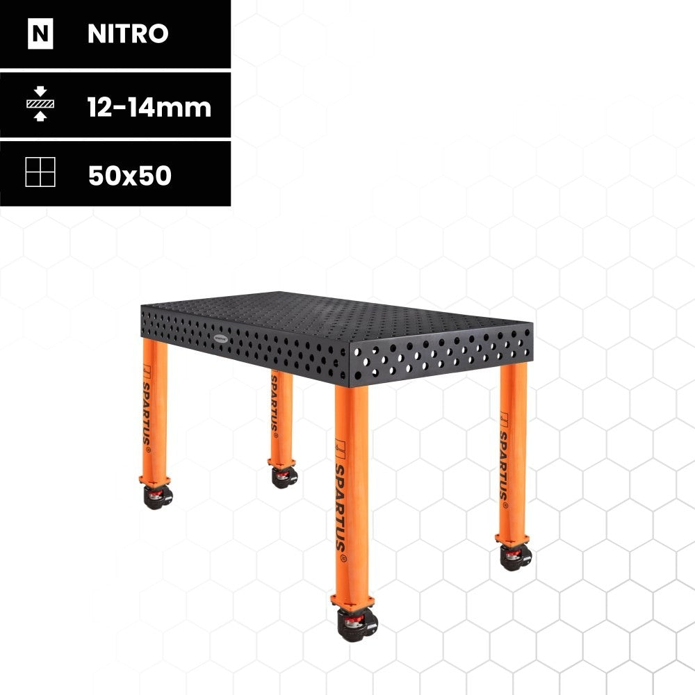 SPARTUS MAXIMUS 3D welding table 1200x800x100mm | D16 System | 4 legs with castors L=730mm