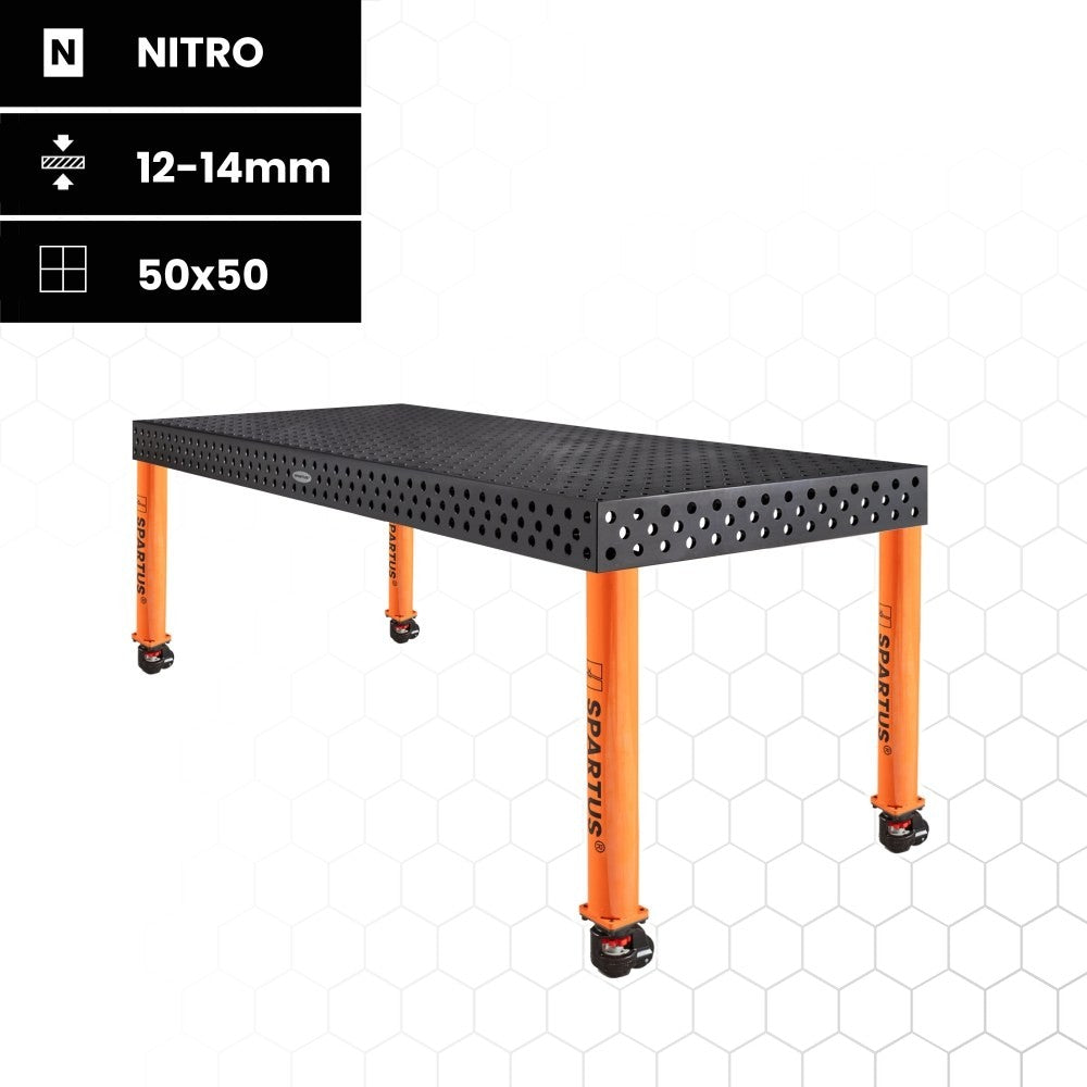 SPARTUS MAXIMUS 3D welding table 2000x1000x100mm | D16 System | 4 legs with castors L=730mm