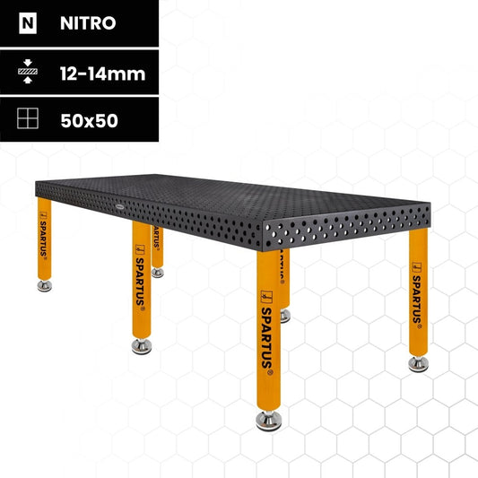 SPARTUS MAXIMUS 3D welding table 2400x1200x100mm | D16 System | 6 standard legs L=750mm