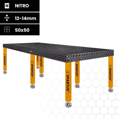 SPARTUS MAXIMUS 3D welding table 3000x1500x100mm | D16 System | 8 vakio legs L=750mm