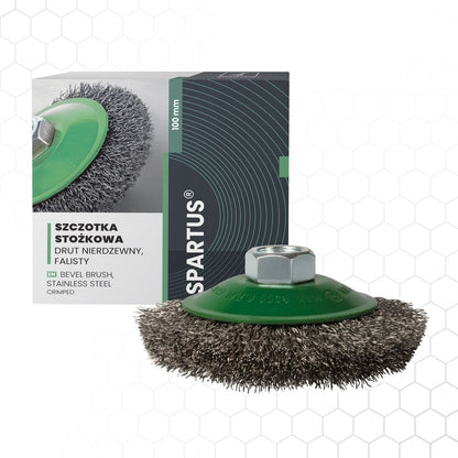 Spartus kartioharja Ø100 × 20 mm, ruostumaton, M14, metallintyöstön työkalu – kuva 1/2