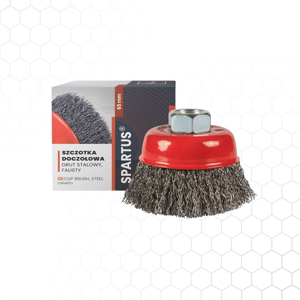 Kuppiharja Ø65mm, teräs, aaltolanka 0,3mm, kierre M14, metallintyöstön työkalu – kuva 1/2