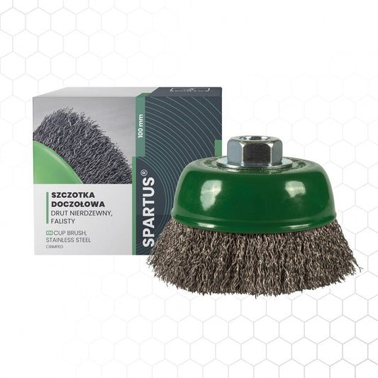 Spartus kuppiharja Ø100 mm ruostumaton, M14, metallintyöstön työkalu – kuva 1/2
