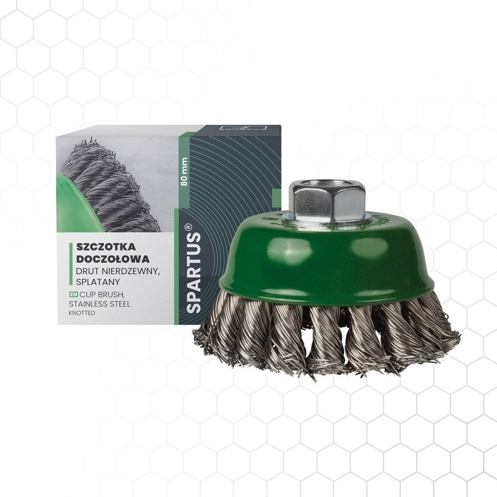 Spartus kuppiharja Ø80 mm, ruostumaton, M14, metallintyöstön työkalu – kuva 1/2