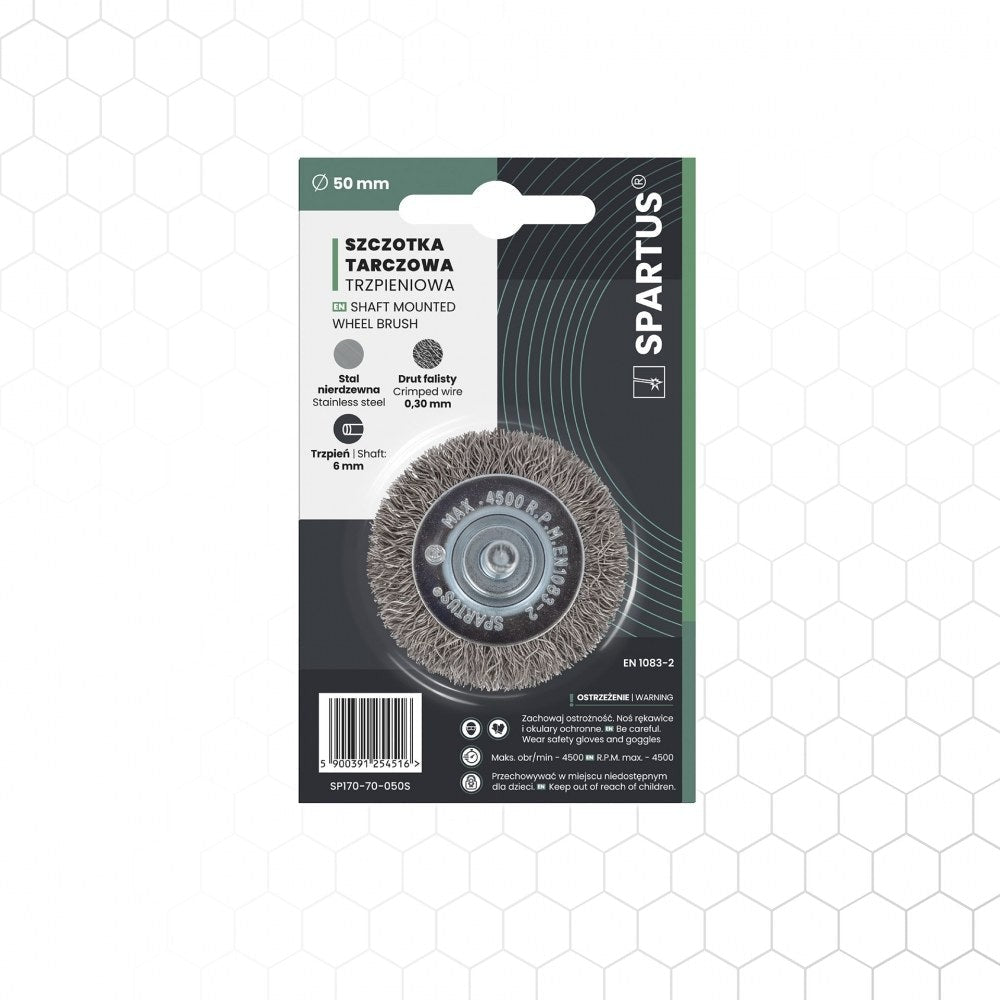 Spartus varrellinen laikkaharja Ø50 mm, 6 mm varsi, metallintyöstön työkalu – kuva 1/3