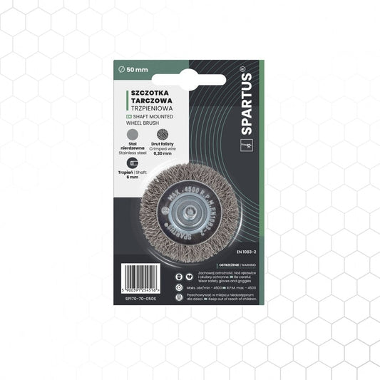 Spartus varrellinen laikkaharja Ø50 mm, 6 mm varsi, metallintyöstön työkalu – kuva 1/3