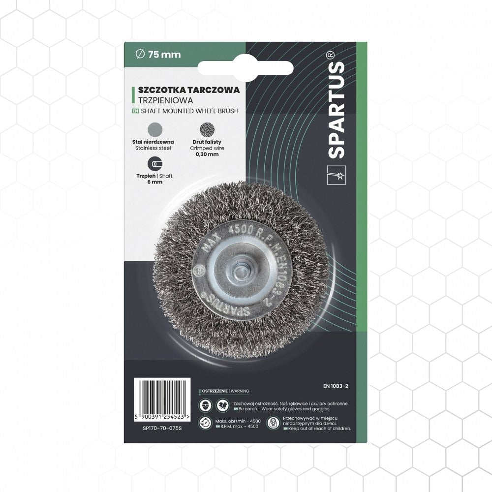 Spartus-laikkaharja varrella Ø75 mm, ruostumaton, metallintyöstön työkalu – kuva 1/3