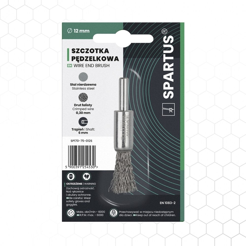 Spartus pensseliharja Ø12 mm, ruostumaton, metallintyöstön työkalu – kuva 1/2