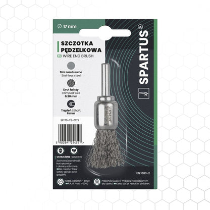 Spartus pensseliharja Ø17 mm, 6 mm varsi, metallintyöstön työkalu – kuva 1/2