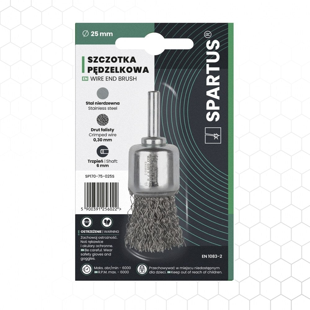 Spartus pensseliharja Ø25 mm, 6 mm varsi, metallintyöstön työkalu – kuva 1/2